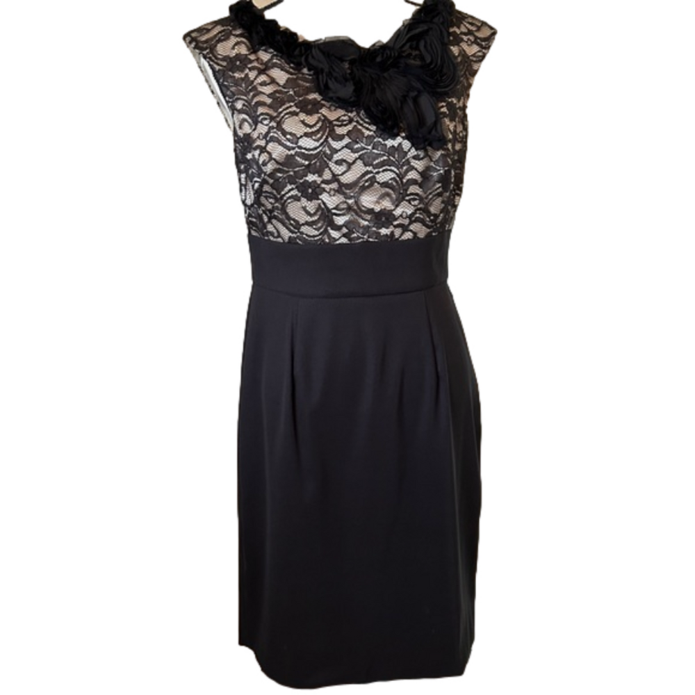 Connected Apparel Dress Special Occasion Black with Lace size 8.